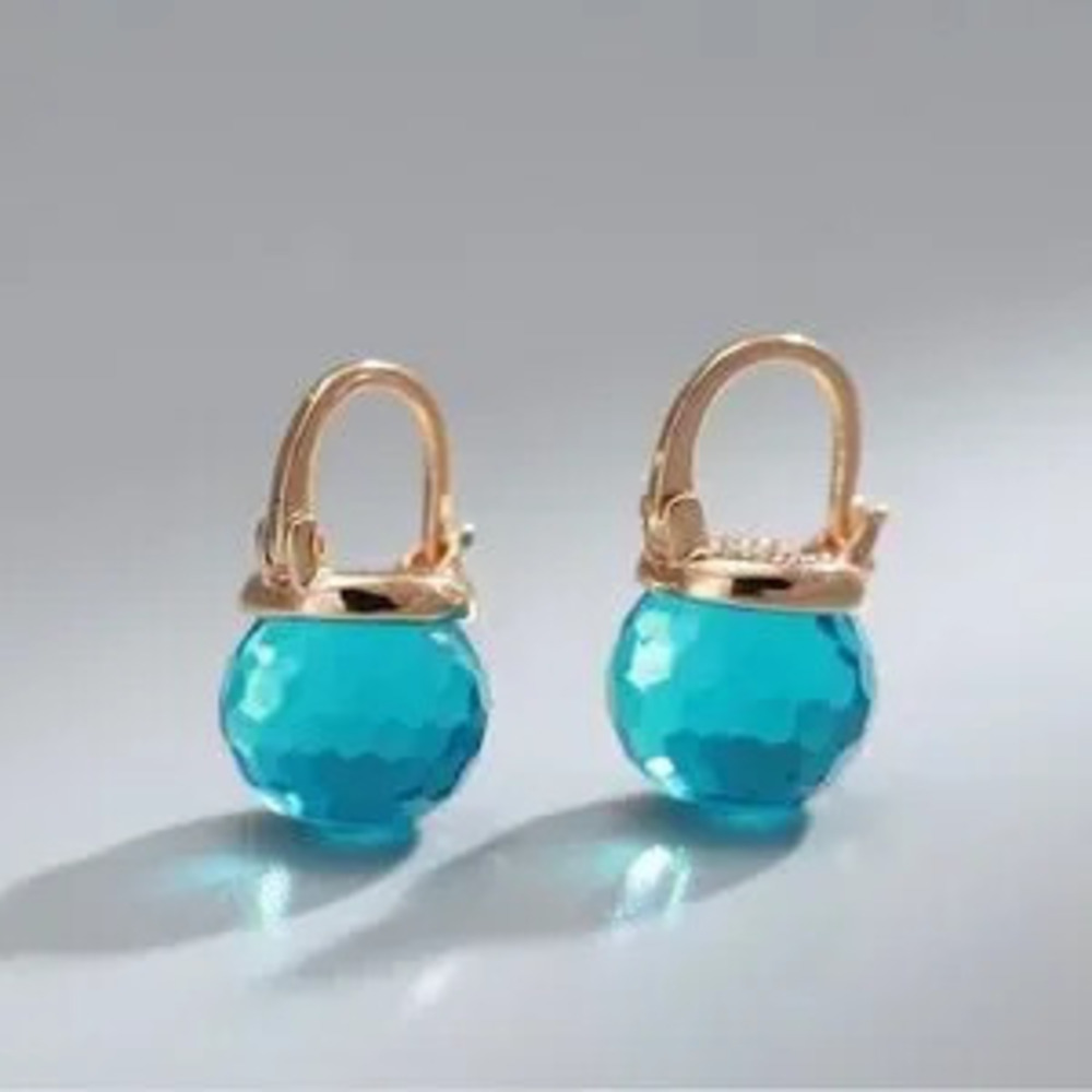 Blue Ball Zirconia Earrings